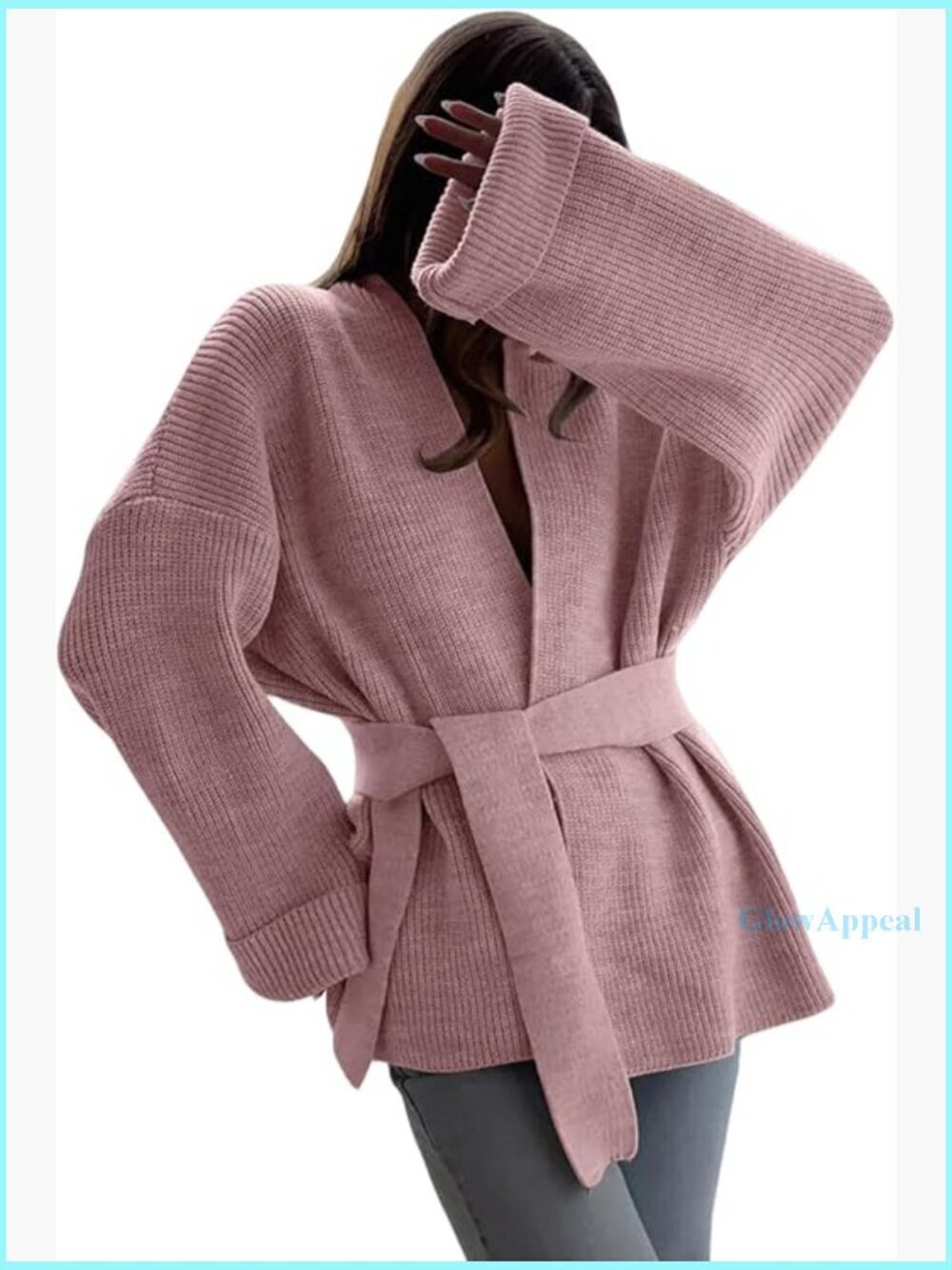 Oversized Knit Cardigan Wrap Sweater Long Sleeve Loose Fit Open Front